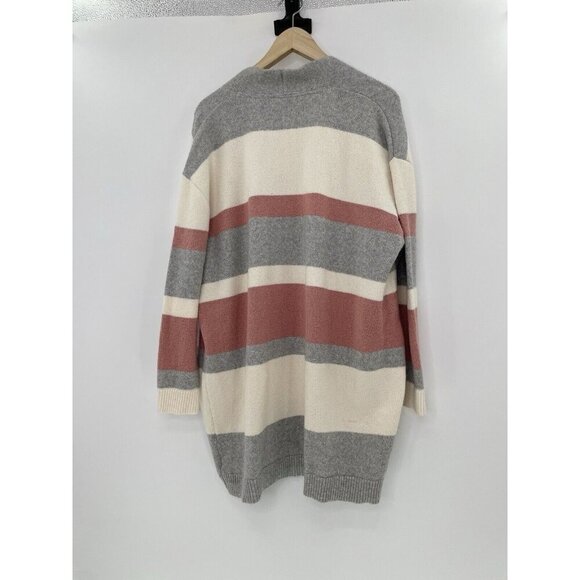 NWT Popsugar Striped Cardigan Sweater Long Sleeve Open Front Pockets Sz L Boho - Picture 2 of 9